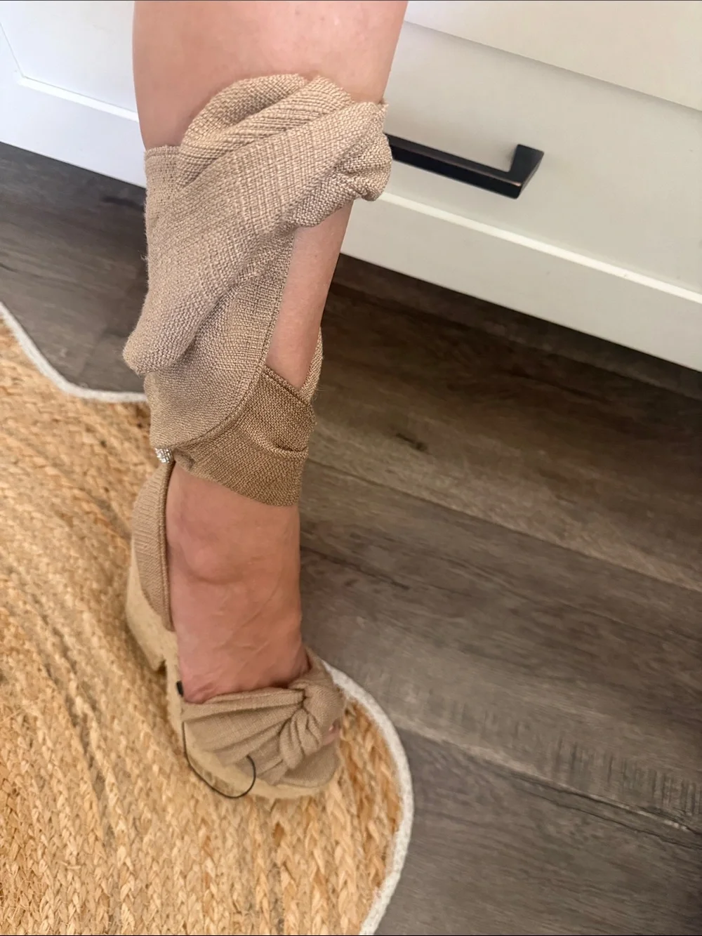 Alexandre Vauthier Taupe Knot Wrap-Heel Sandals